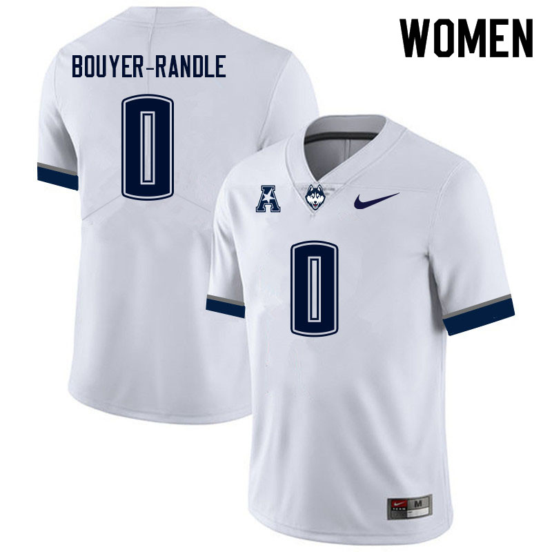 Women #0 Brandon Bouyer-Randle Uconn Huskies College Football Jerseys Sale-White - Click Image to Close